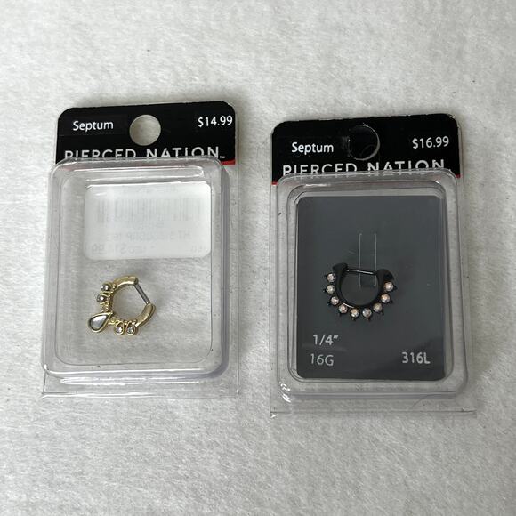 Pierced Nation Rhinestone Septum Rings - Picture 1 of 5